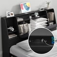 thumbnail image 6 of Someet 2 in 1 King Size Removable Upholstered Bookcase Headboard with 2 USB & 2 Type-C Port & Power Outlets & LED Light, Black, 6 of 13