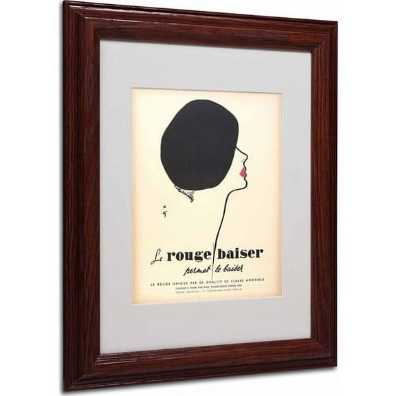 Trademark Fine Art "Le Rouge Baiser" Matted Framed Art by Vintage Apple Collection, Wood Frame