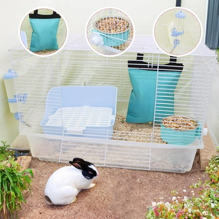 Rabbit Litter Box Trainer with Feeder Hanging Bowls Water Dispenser for Small Animal Pet Toilet