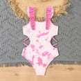 thumbnail image 5 of ZOYOEN Girls One Piece Swimsuit- Full coverage Tie Dye Halter Cute Kids Bathing Suit Pink Size 14, 5 of 8