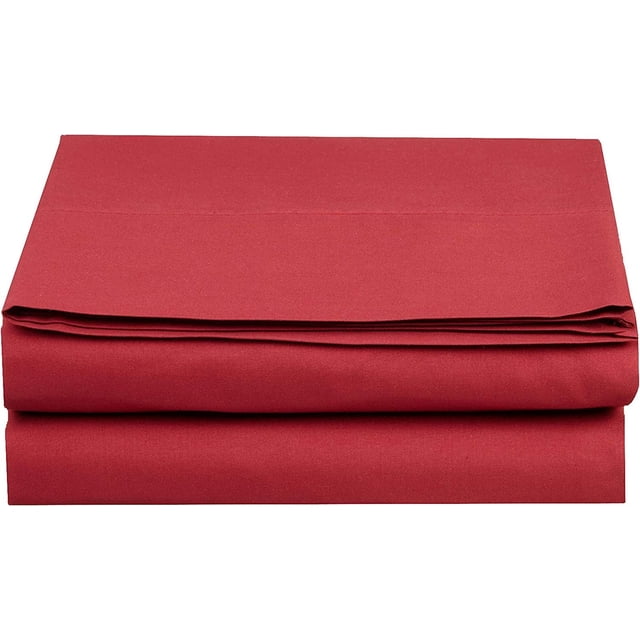 Mocassi 1500 Thread Count (3 Pack) Flat Sheet,Queen, Burgundy