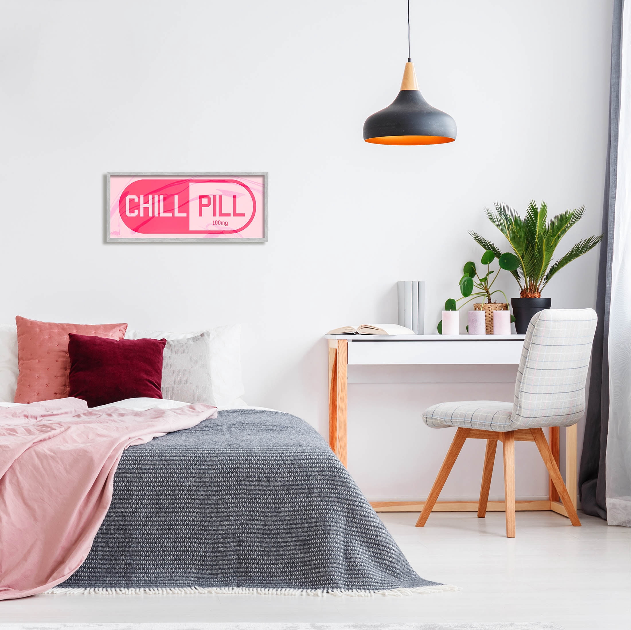 Stupell Industries Chill Pill Modern Casual Graphic Art Gray Framed Art Print Wall Art, Design by Daphne Polselli