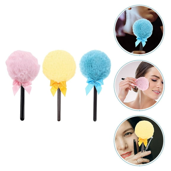 MIPCASE 3-Pack Loose Powder for Women with Unique Lollipop Handle Design for Easy and Comfortable Makeup Application