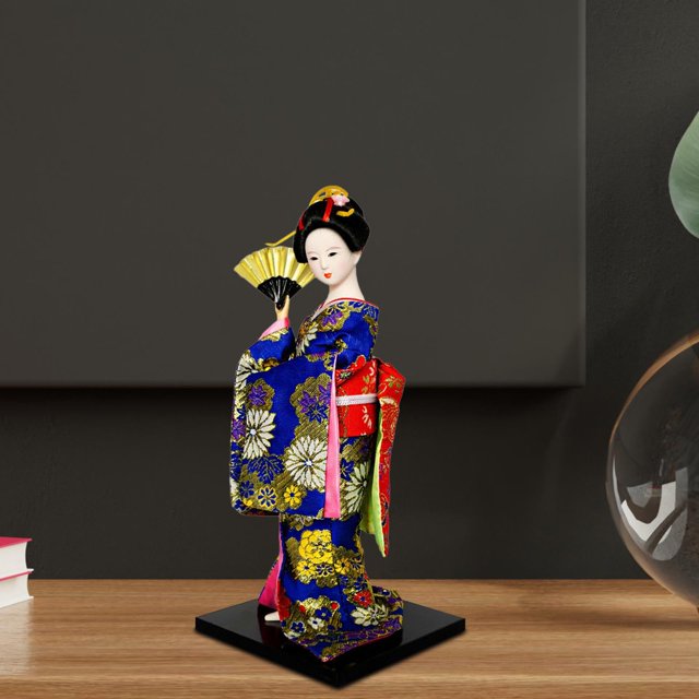 Muñeca con kimono de Geisha japonesa, adorno de decoración de escritorio, folk étnico asiático, figura coleccionable de 30cm para mesa, estantería y