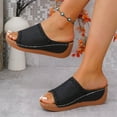 thumbnail image 5 of Womens Low Wedge Sandals Comfortable Dressy Arch Support Slides Orthopedic Sandals Slip On Summer Shoes, 5 of 9