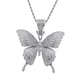 thumbnail image 3 of Collar de cadena estilo hip hop con colgante de mariposa y incrustaciones de circonita en plata, 3 of 9
