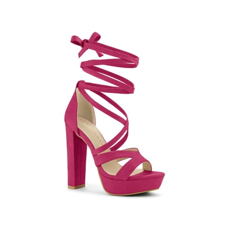 

Allegra K Women s Lace Up Platform Block High Heel Sandals