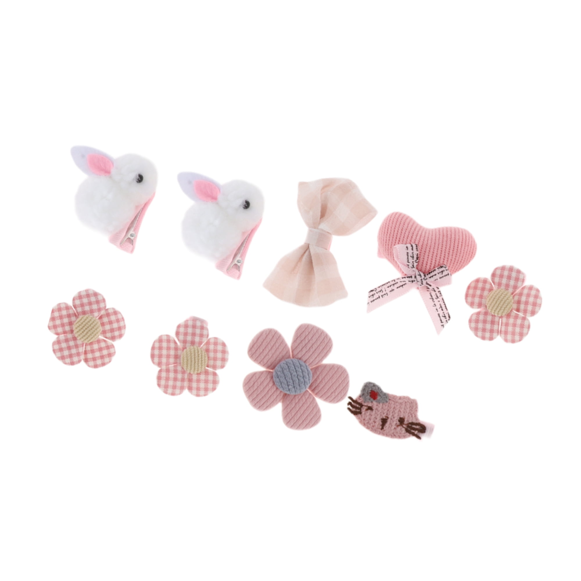 Unique Bargains 9Pcs Fashion Cute Rabbit Hair Clips Hairdo Clips White