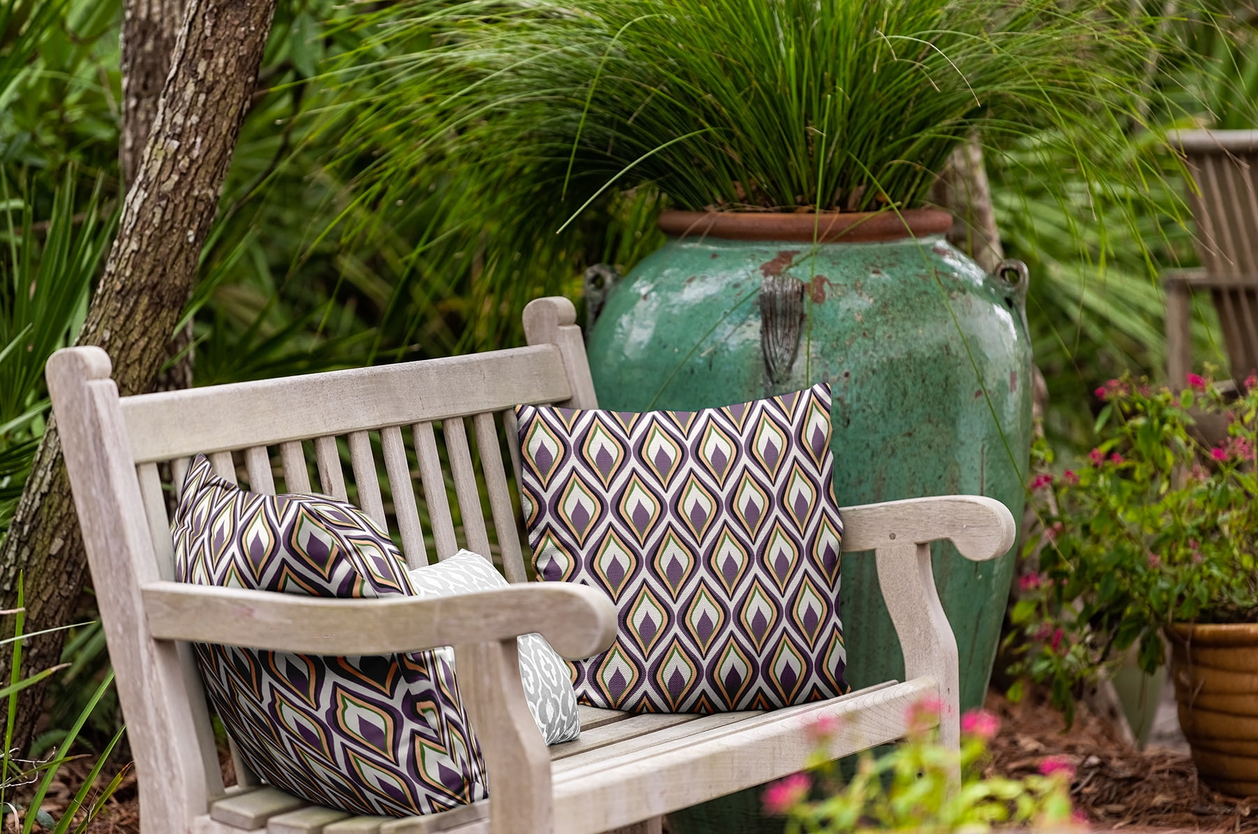 20" x 20" Simply Daisy Feathers Polyester Indoor/Outdoor Pillow, Larkspur Qty 1