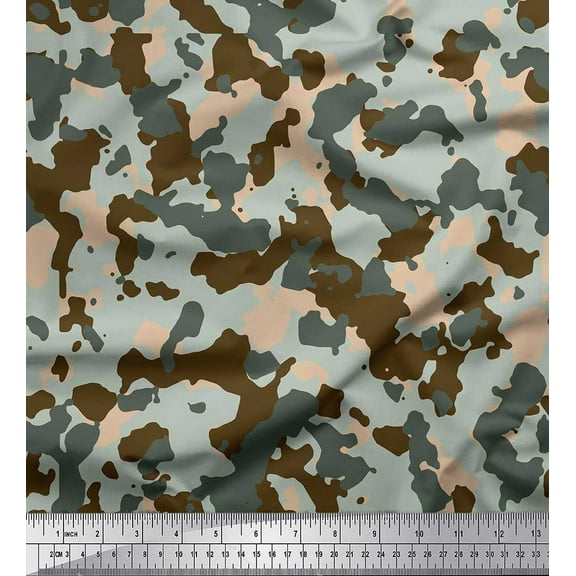 Soimoi Cotton Duck Fabric Two Tone Camouflage Print Fabric by the Yard 42 Inch Wide