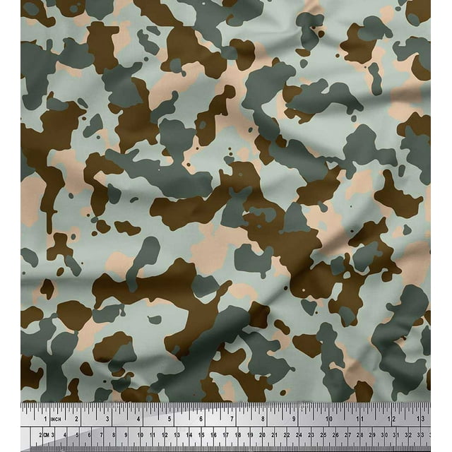 Soimoi Cotton Cambric Fabric Two Tone Camouflage Decor Fabric Printed Yard 56 Inch Wide