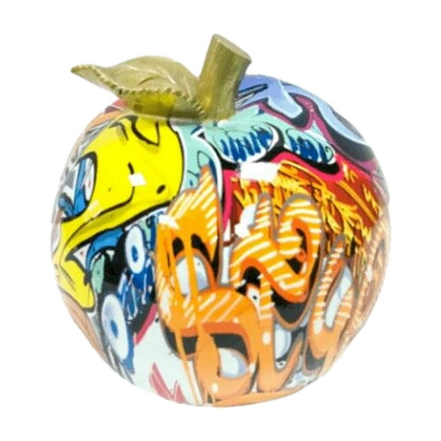 Multicolor Apple Sculpture Statue Resin Desk Art Artwork Water Transfer Painting