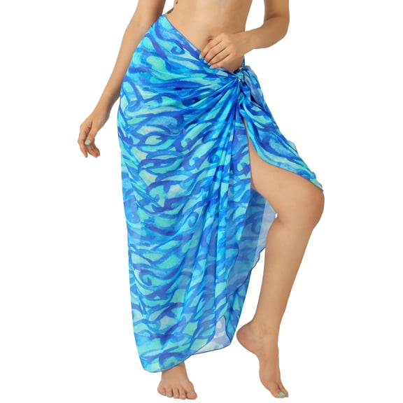 LA LEELA Women's Beach Wrap Bikini Swimwear Cover up Bathing suit Summer Wraps Swimsuit Sarong Skirts for Women One Size Waves, Blue