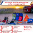 thumbnail image 2 of Kit de emergencia para coche FIRST SECURE con compresor de aire, cables de conexión, primeros auxilios, correa de remolque, indicador de neumáticos y faro, 2 of 9