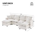 thumbnail image 2 of 110*57" Modular Sectional Sofa U Shape Couch, Deep 6-Seat Sofa Couch with 2 Ottoman and 2 Pillows, Chenille Sofa Upholstered Sleeper Sofa Cloud Couch for Living Room Apartment Office, White, 2 of 9