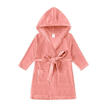 

Esaierr 9M-9Y Girls Cartoon Bathrobe Nightwear with Belt and Pockets Soft Casual Bath Towel Fleece Cotton Bathrobe Robe Pajamas for Toddler Kids