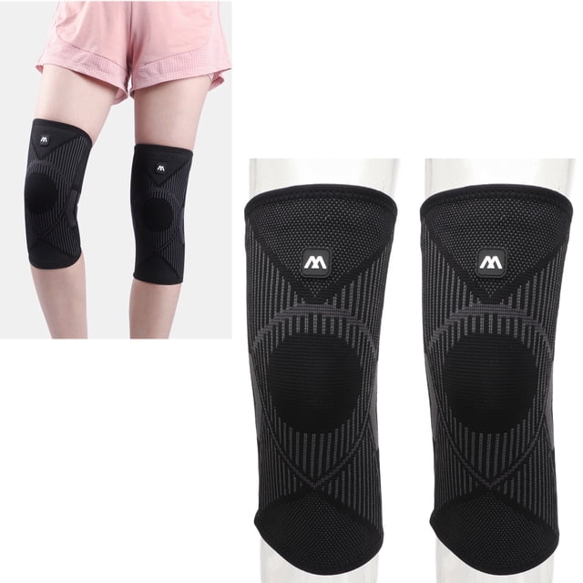 Un Par De Rodilleras De Soporte Negro De Nailon Tejido Transpirable Elástico Rodillera Manga Para Fitness SportsSports Protector De Rodilla,