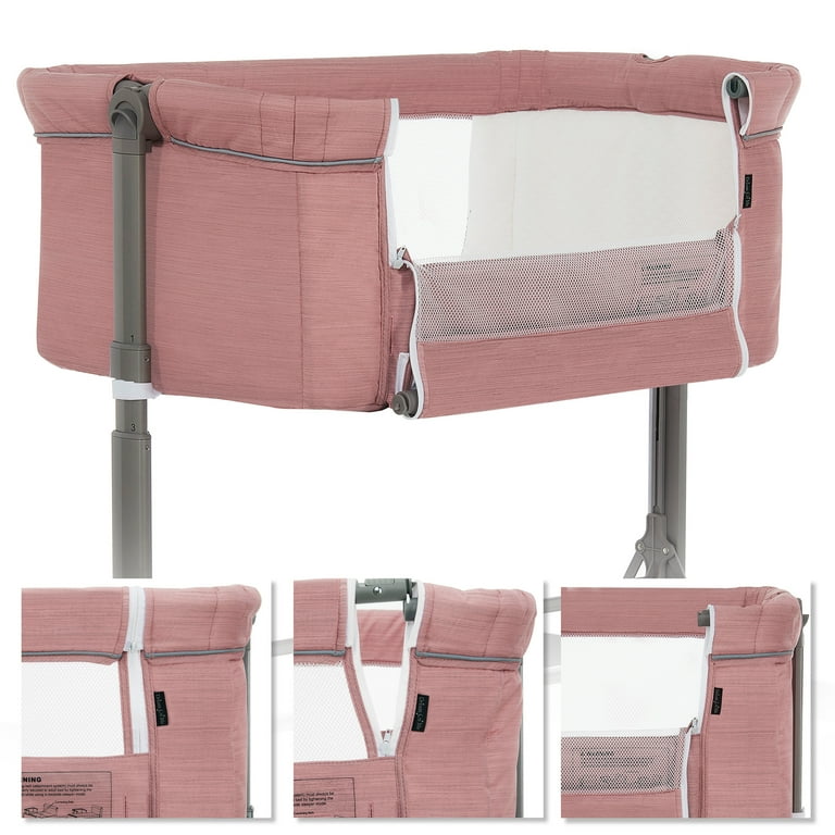 Dream On Me Zimal Bassinet Bedside Sleeper Pink Breathable Panel