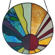 River of Goods 12.75 in. Earth Elements Stained Glass Window Panel in Multicolors