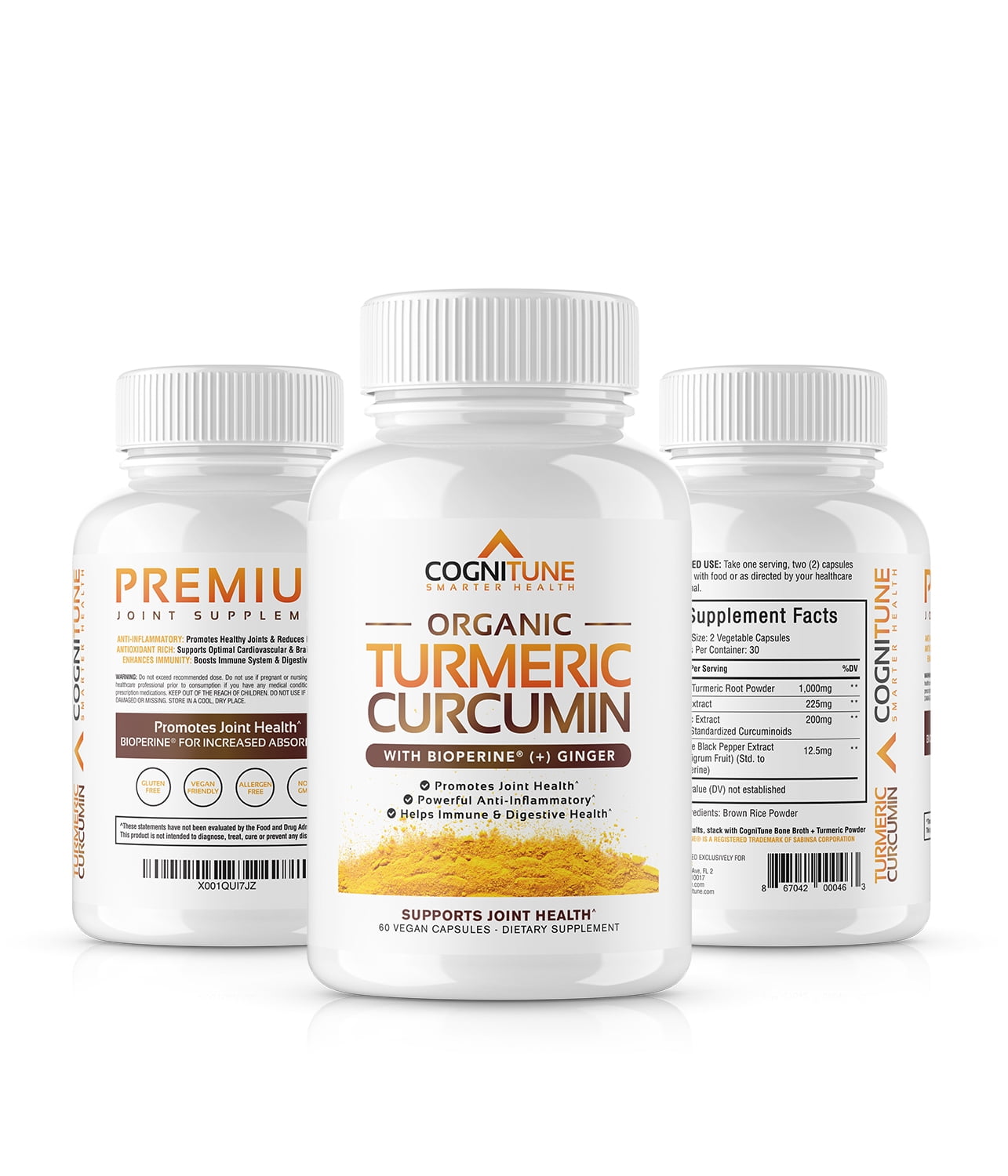 Organic Turmeric Curcumin (95% Curcuminoids)+Ginger & Bioperine; Potent ...