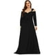 thumbnail image 3 of Vestido largo con abertura en el pliegue y manga larga con cuello en V y hombros descubiertos sexy de talla grande para mujer Fridja  NMB4544, 3 of 6
