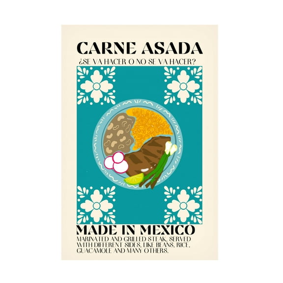 Canvas Wall Art - Gaec Studio 'Carne Asada' Wall Art for Living Room, Bedroom, or Office Décor by Trademark Fine Art - 12 x 19 Inches