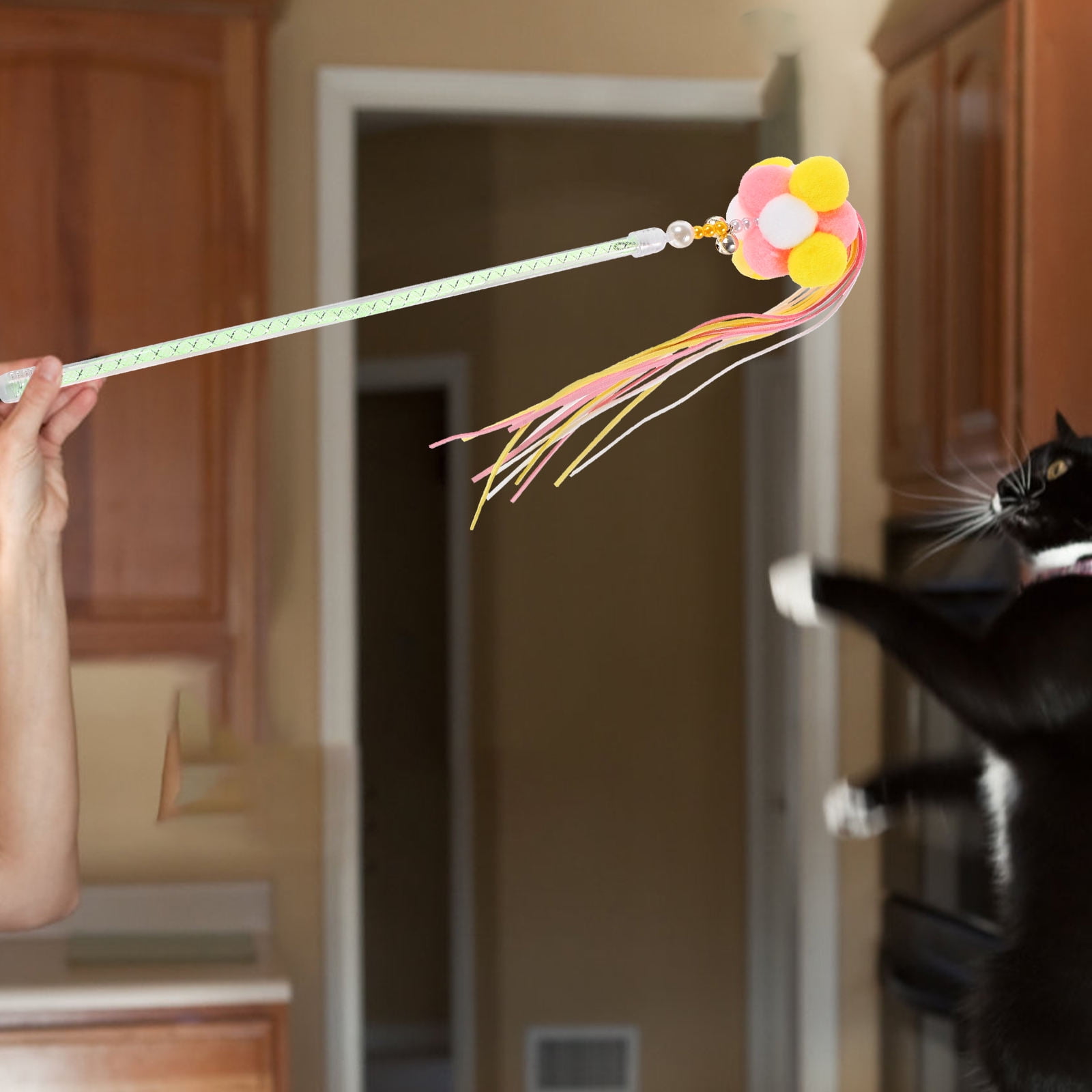 LOLIPPYY Fun Cat Teaser Multi-Color ABS PVC Bell Design for Pet Interaction