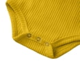 thumbnail image 5 of Busydd Newborn Clothes Onesie 0-24 Months Comfortable Solid Color Knit Ribbed Baby Boy Romper Summer Breathable Short Sleeve Round Neck Button Infant Girl Clothes 0-3 Months, 5 of 5