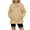 Khaki, variant on Zpanxa Women's Half Zip Hooded Sweatshirt Solid Color Pullover with Split Hem Front Pockets Modern Athletic Streetwear Top