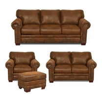Pemberly Row Traditional 4-piece Microfiber Sofa Set in Brown