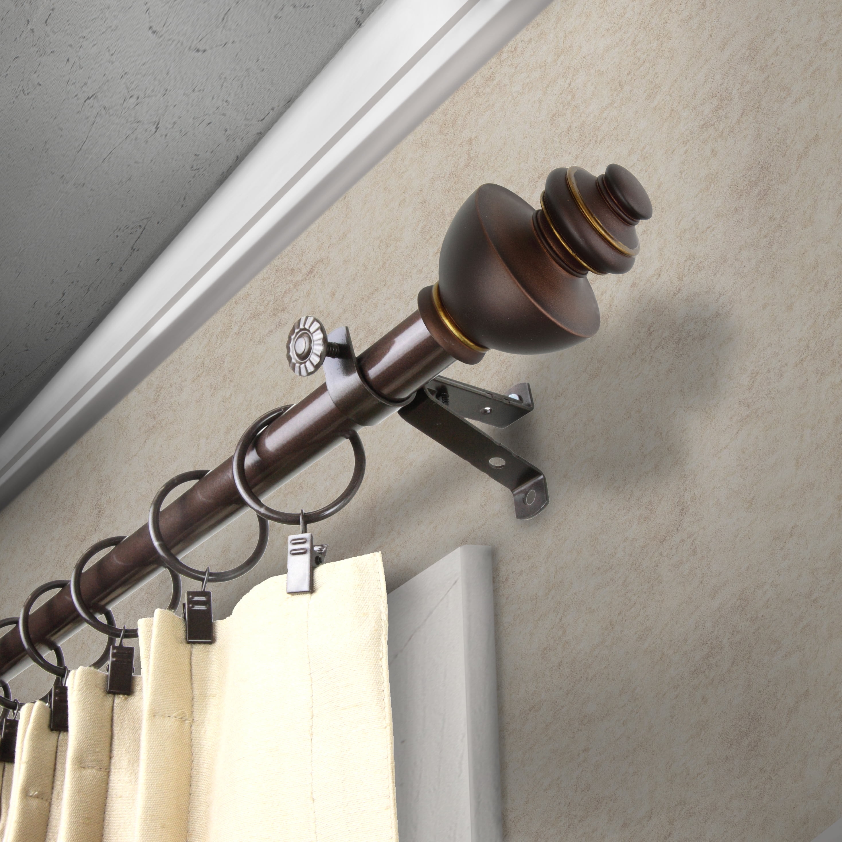 Willet 13/16" Bay Window curtain rod 20"-36", 38"-72" - Cocoa