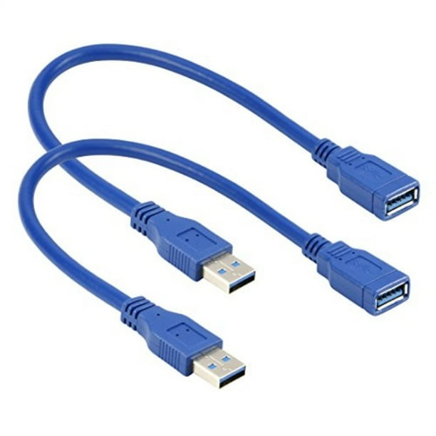 RIITOP Short USB 3.0 Extension Cable Type A Male to Female Blue 1 Foot (2Pack)