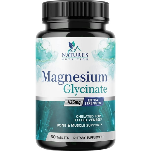 Magnesium Glycinate 425mg High Absorption Chelated Capsules by Nature's