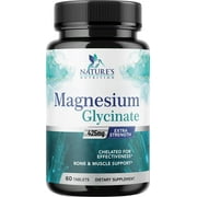 Magnesium Glycinate 425 mg with Calcium - Natural, High Absorption Magnesium Tablets Chelated for Muscle, Nerve, Bone & Heart Health Support - Non-GMO, Gluten Free, Vegan Supplement - 60 Tablets