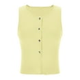 thumbnail image 2 of Vest for Women 2025 Casual Lightweight Dressy Solid Color Crew Neck Sleeveless Cropped Vest Tank Tops with Button Womens Winter Clothes Yellow M, 2 of 5