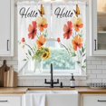 thumbnail image 3 of Swag Valance Curtains for Windows, Orange Red Floral Light Filtering Kitchen Curtains with Rod Pocket, Rustic Pastoral Botanical Butterfly Window Treatment Valances for Living Room, 28x36 - 2 PCS, 3 of 9