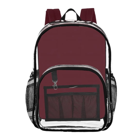 ALAZA Clear Backpack Dark Red PVC Transparent BookBag