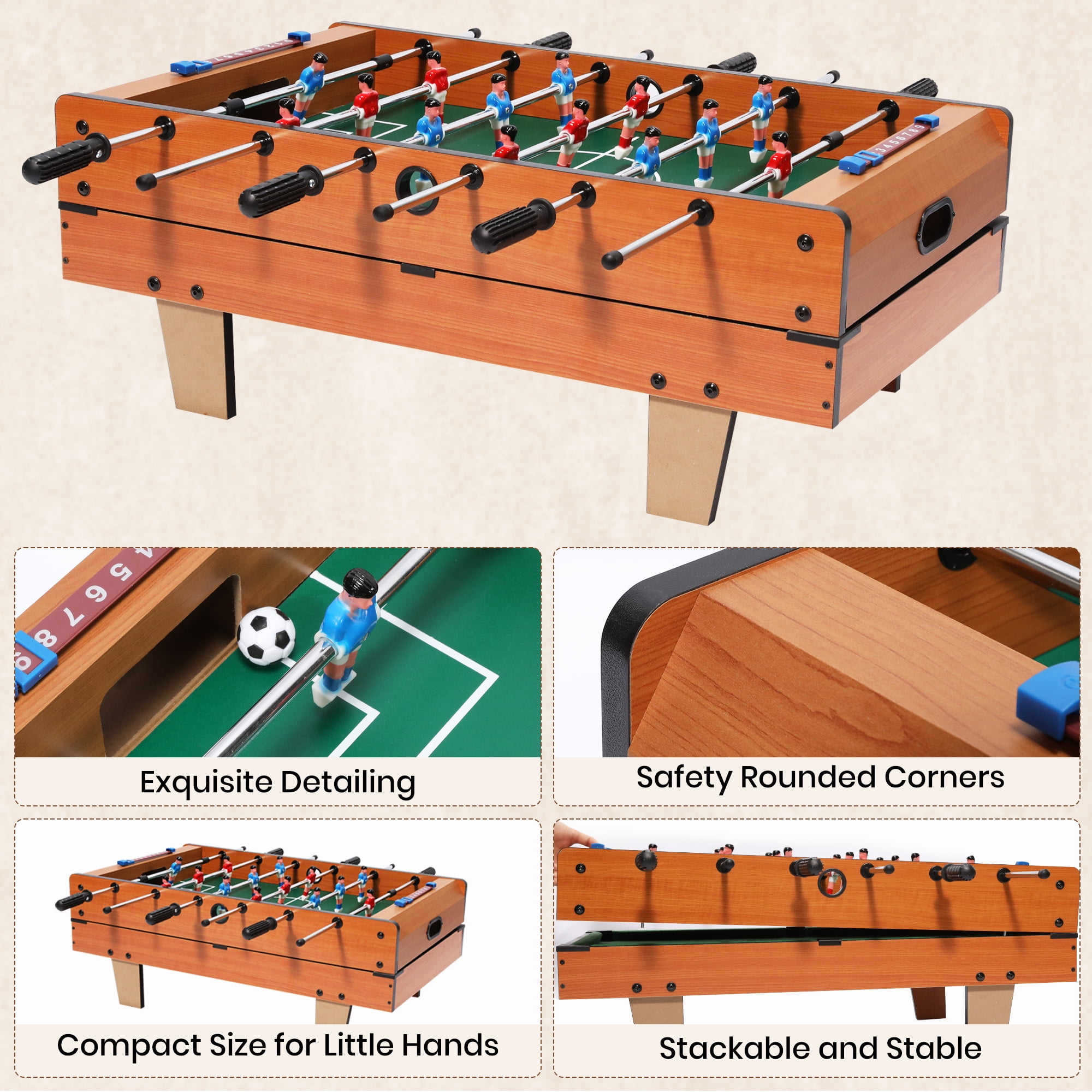 GVDV 4 in1 Combo Game Table, 32 inch Multi Game Table with Foosball Table, Hockey,Ping-Pong,Pool Billiards for Kids Adults