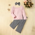 thumbnail image 2 of Odeerbi 18M-8Y Toddler Girls Cotton Outfits Long Sleeve Tops Striped Wide Leg Pants Two-piece Set Casual Loungewear Toddler Girls Clothes, 2 of 8