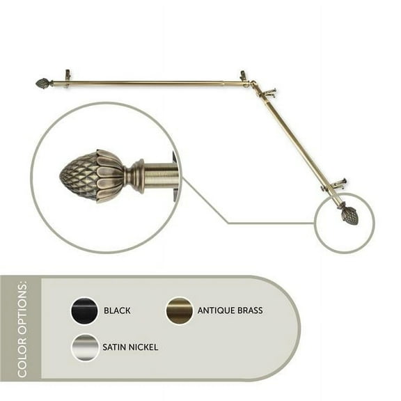 Central Design 4867-484-CORNER 0.8125 in. Opal Corner Window Curtain Rod with 48 to 84 in. Extension, Antique Brass