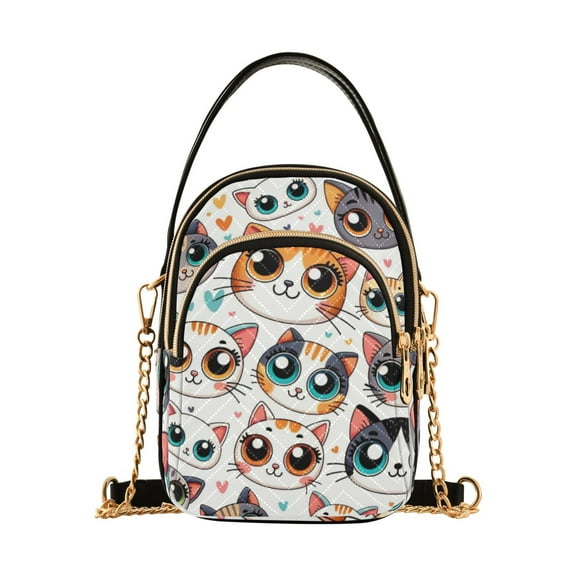joogoo Women Cartoon Cat Face Chain Crossbody Bags Shoulder Handbag Phone Purse