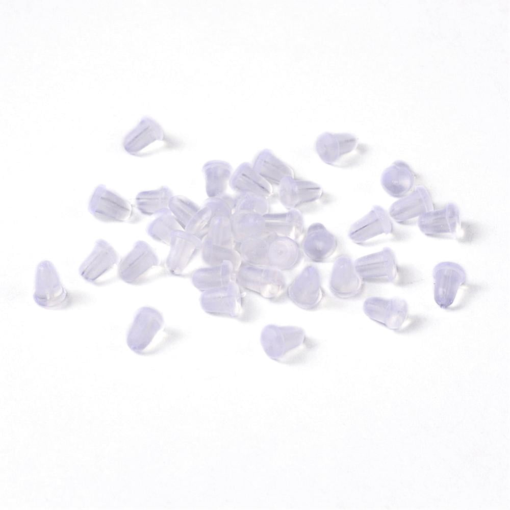 Plastic Ear Nuts Earring Backs Clear 6x5x4mm Hole: 0.5mm about 9000pcs/bag