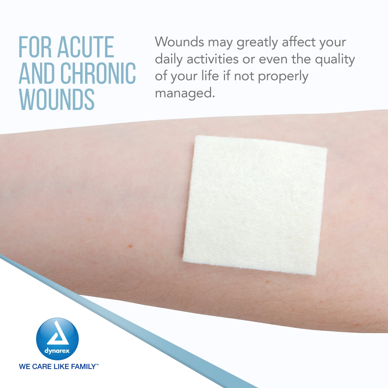 Dynarex DynaGinate Calcium Alginate Wound Dressing - Sterile, Non-Stick Topical Wound Pads - Absorbent Gel Patches For Moderate To High Exuding Cuts - 2" x 2", 1 Case of 120