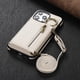 thumbnail image 3 of Funda de cuero con correa para el hombro para iPhone, funda de lujo con cremallera para tarjetas, 11, 12, 13, 14, 15, 16 Pro Max Plus, funda con cordón para teléfono, 3 of 5