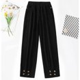 thumbnail image 4 of Lovskoo Women's Corduroy Pants Comfortable Solid Color Pocket Casual Straight Leg Pants Black, 4 of 6