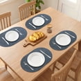 thumbnail image 3 of 6 Pcs Leather Oval Placemats for Kitchen Dining Table Decor Heat Resistant Table Placemats Wipeable Table Mat Blue/Yellow 17.3x11.8inch, 3 of 6