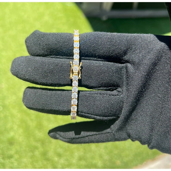 9Ct Round Cut Lab Created Diamond Womens Tennis Bracelet 14k Yellow Gold Plated