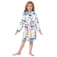 thumbnail image 6 of FORMRS Niños Bathrobe Unisex Hooded Robe Soft Plush Pajamas Sleepwear, Size 2-3T, Pink Hand Drawn Sailboats, 6 of 7