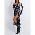 thumbnail image 6 of FEORJGP Women's Asymmetric Long Dress Long Sleeve Party Dress Cold Shoulder Dress Fashion Print Thigh Slit Slim Dress Streetwear Cocktail for Spring Summer Fall, 6 of 9