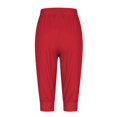 thumbnail image 5 of Lroveb Pantalons Capri pour Femmes avec Cordon de Serrage Pantalons d'Entraînement d'Été Shorts 2024 Taille Haute à Volants Ourlet Plissé Floral Pantalons Décontractés Rouge, 5 of 5